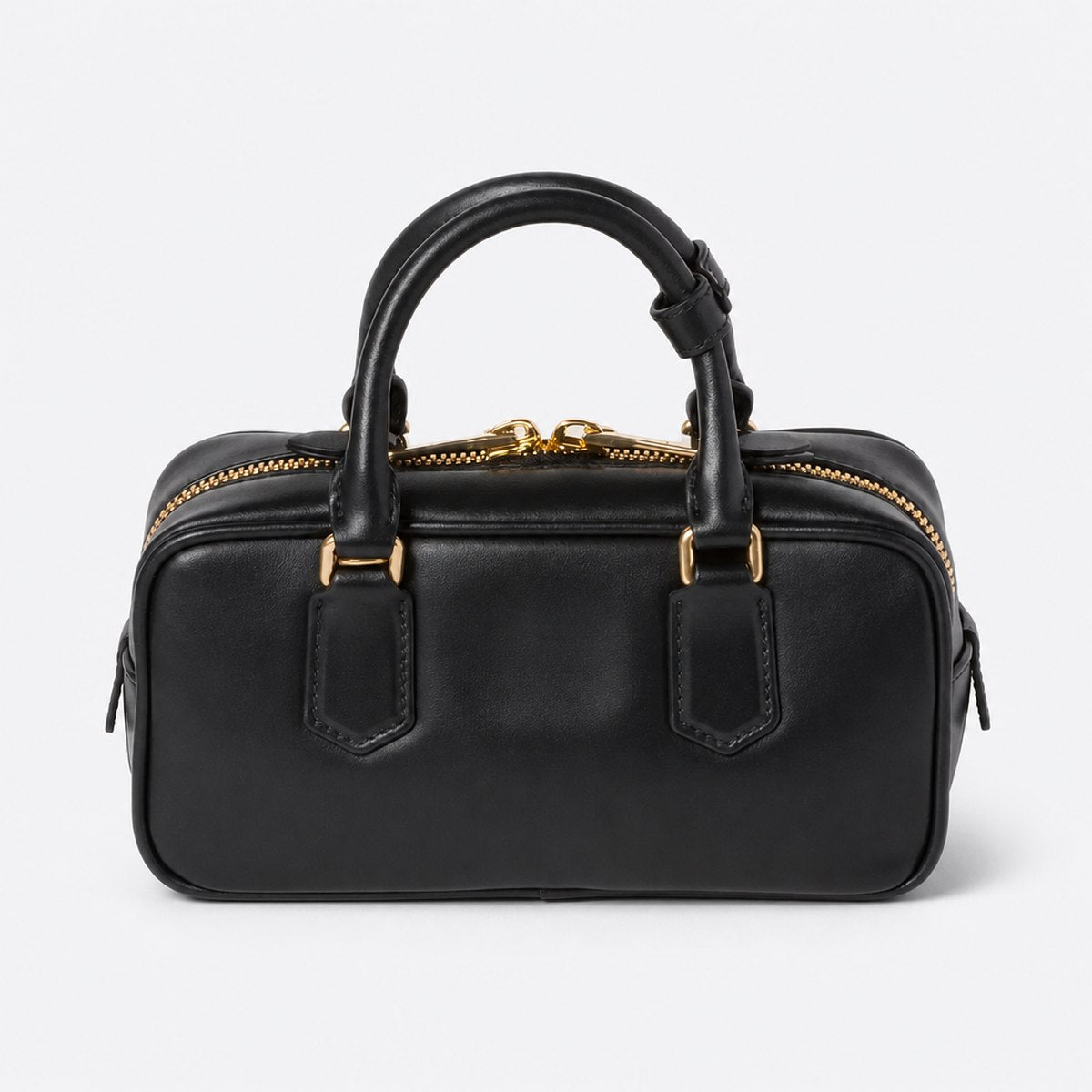 Black Padded Leather Top-Handle Bag, photo 1