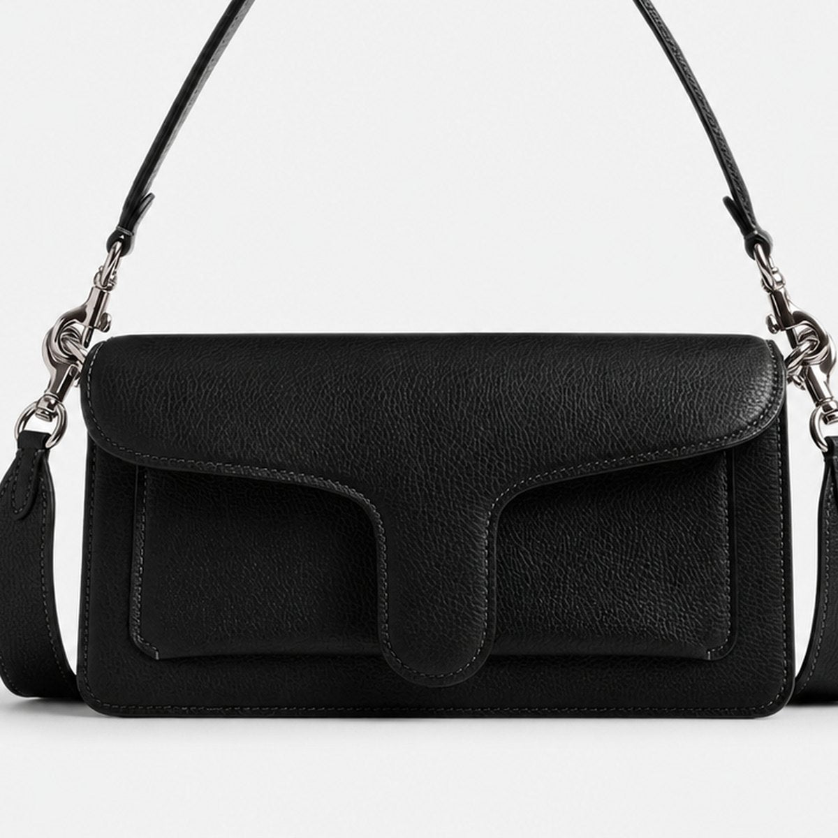 Black Pebble Leather Shoulder Bag, photo 3