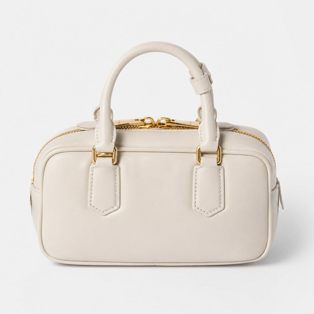 Chalk White Padded Leather Top-Handle Bag, photo 1