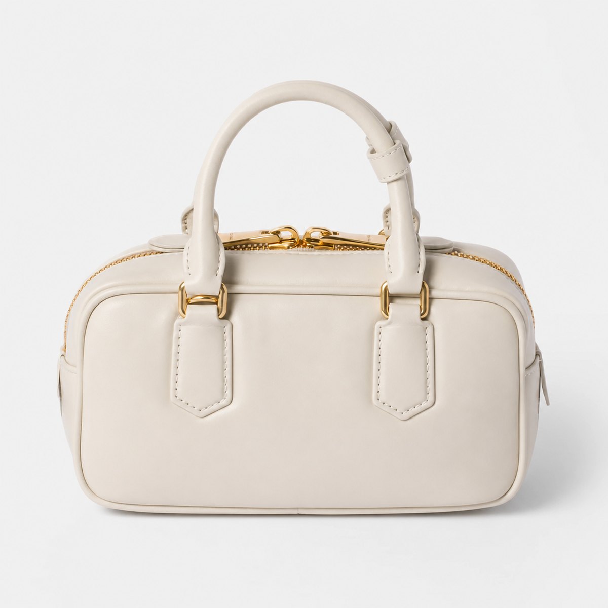 Chalk White Padded Leather Top-Handle Bag, photo 1