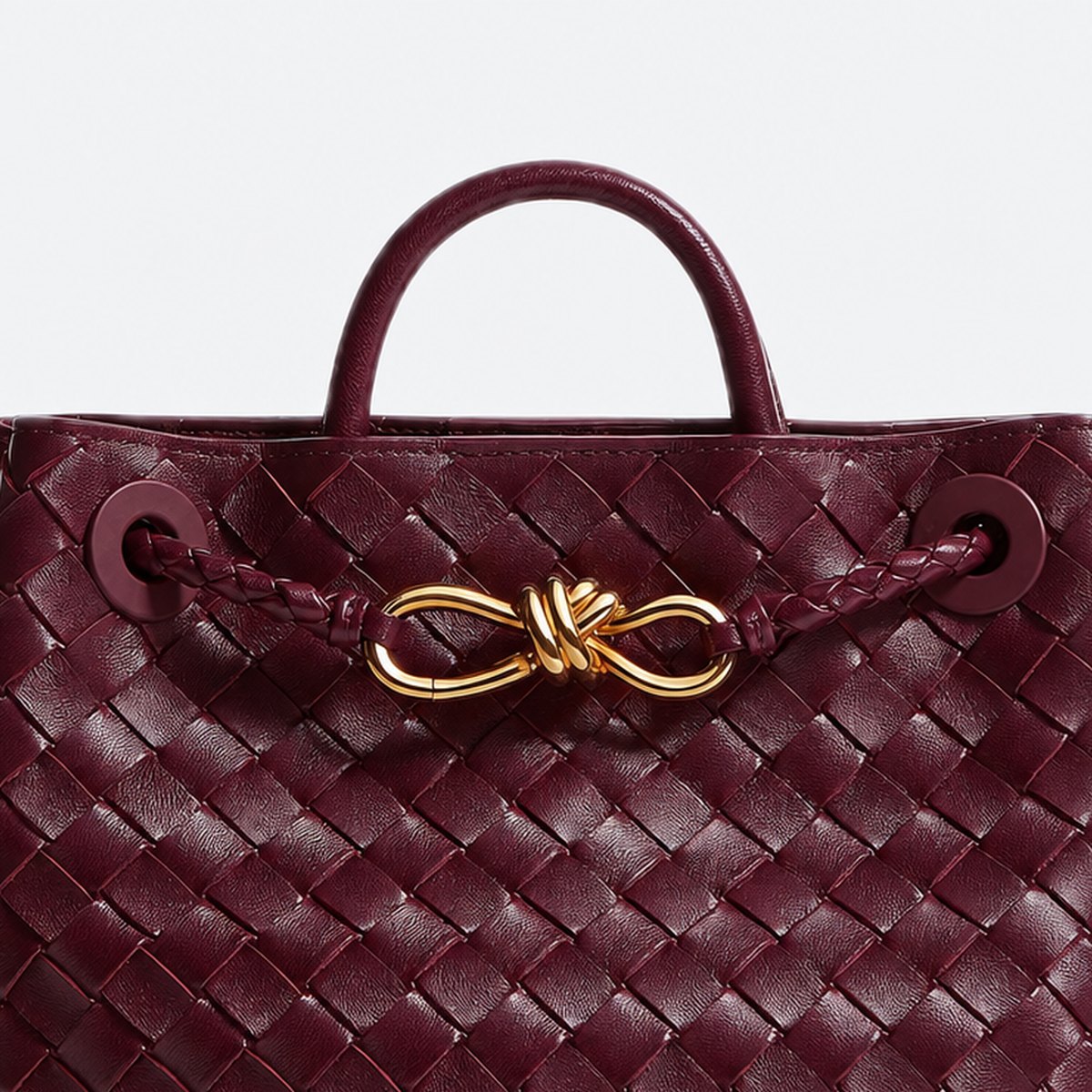 Burgundy Woven Leather Top-Handle Bag, photo 2