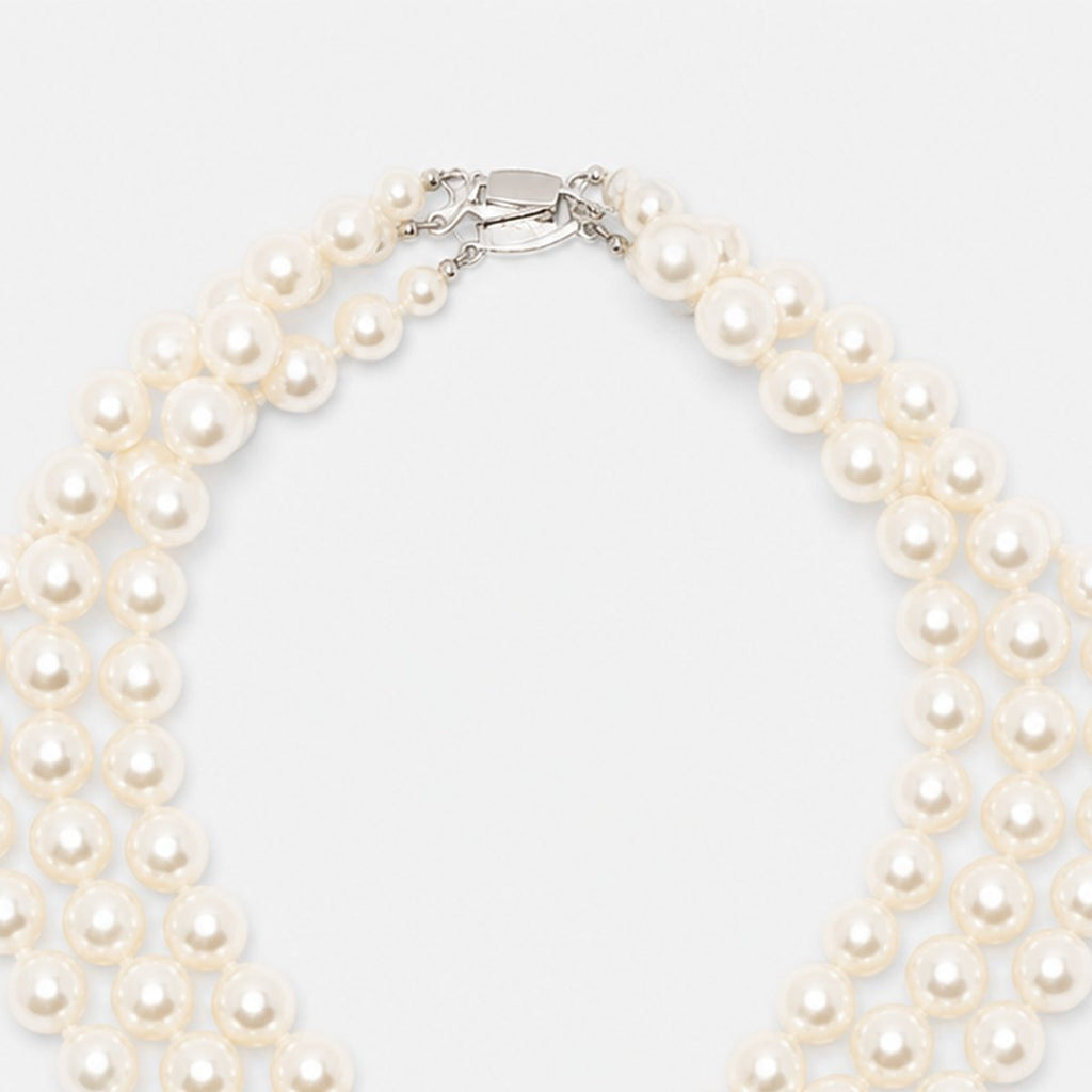 Three-Row Pearl Choker with Crystal Pendant, photo 2