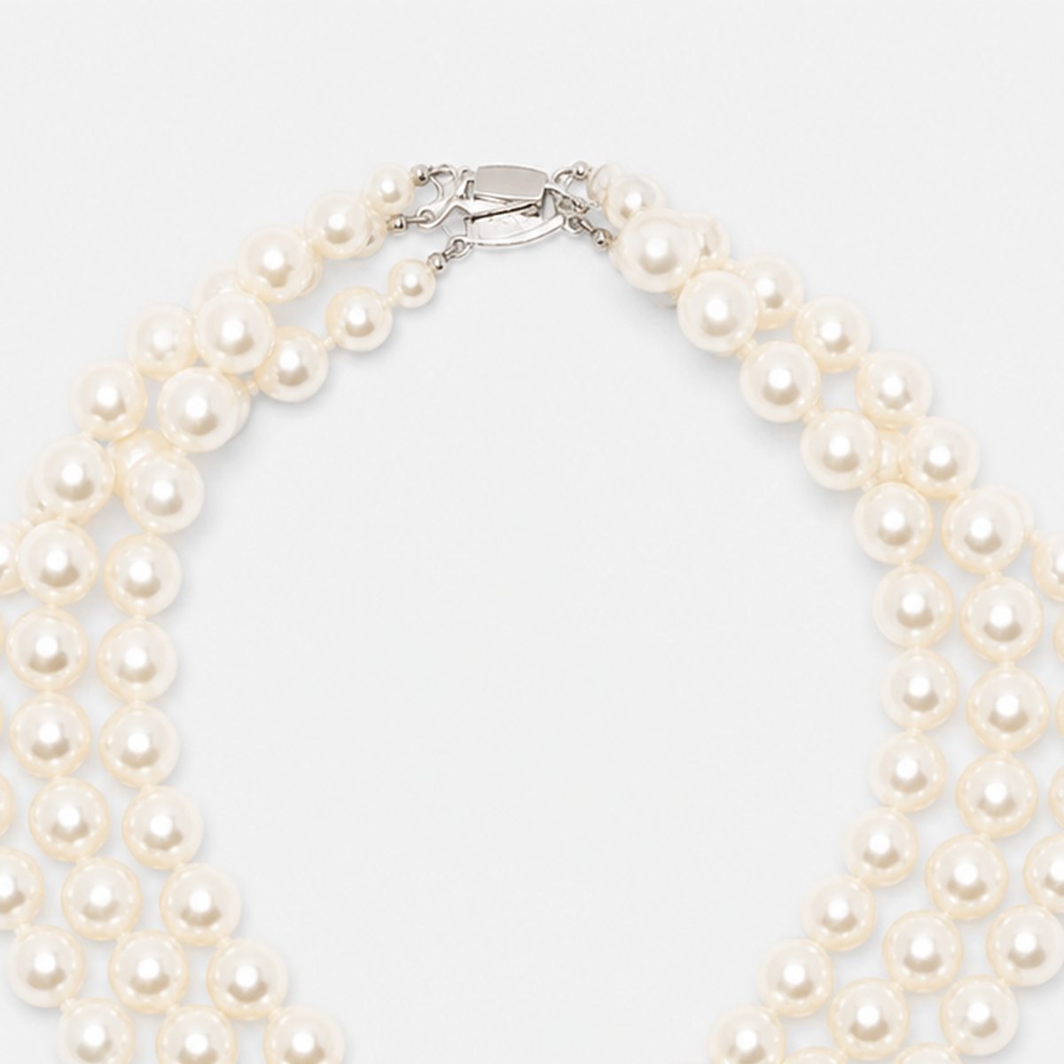 Three-Row Pearl Choker with Crystal Pendant, photo 2