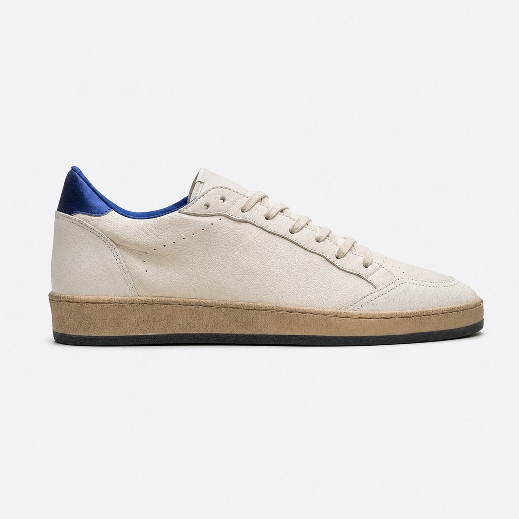 Ivory and Cobalt Blue Leather Sneakers, photo 1