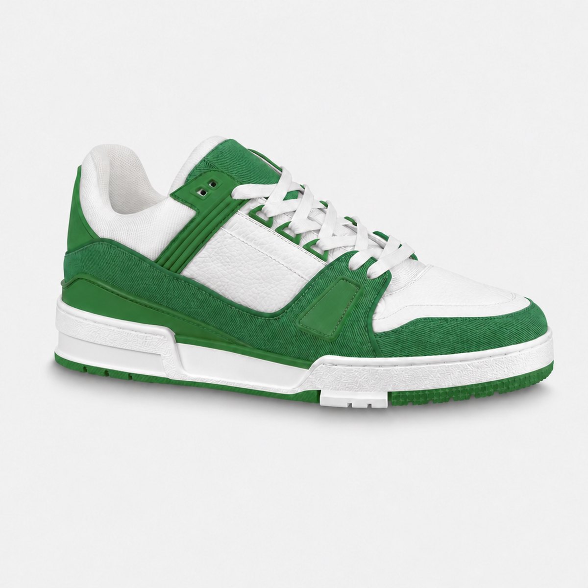 Green Denim and Embossed Leather Sneakers, photo 1
