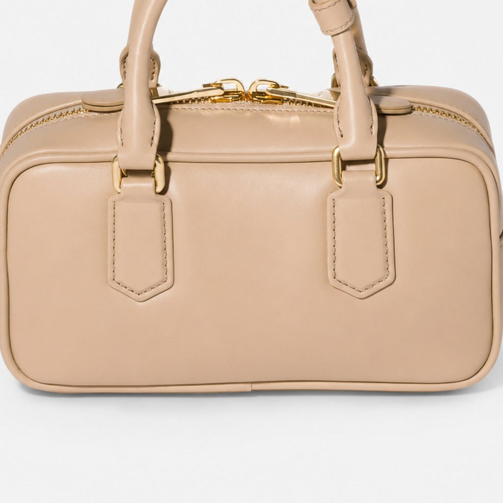 Sand Beige Padded Leather Top-Handle Bag, photo 3