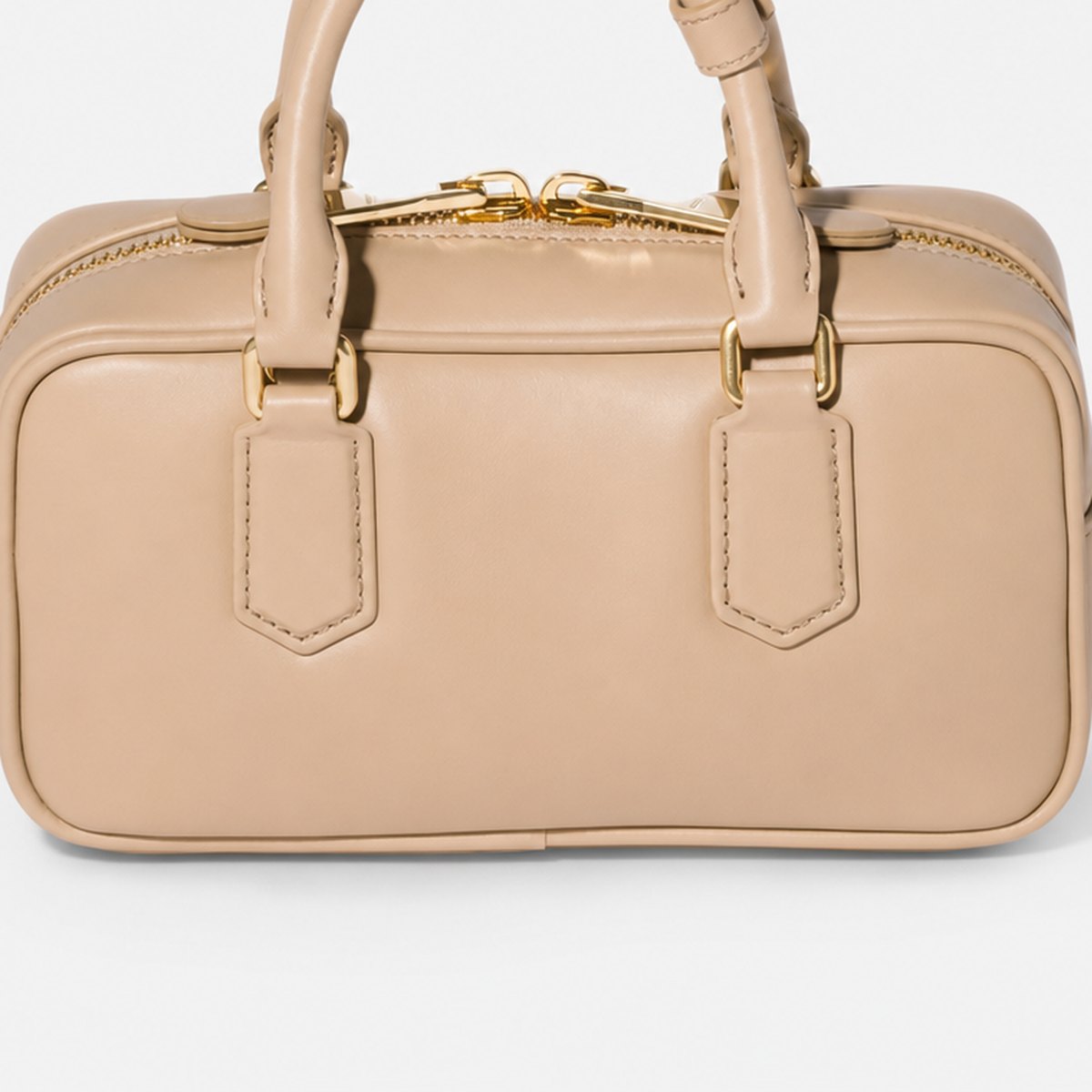 Sand Beige Padded Leather Top-Handle Bag, photo 3