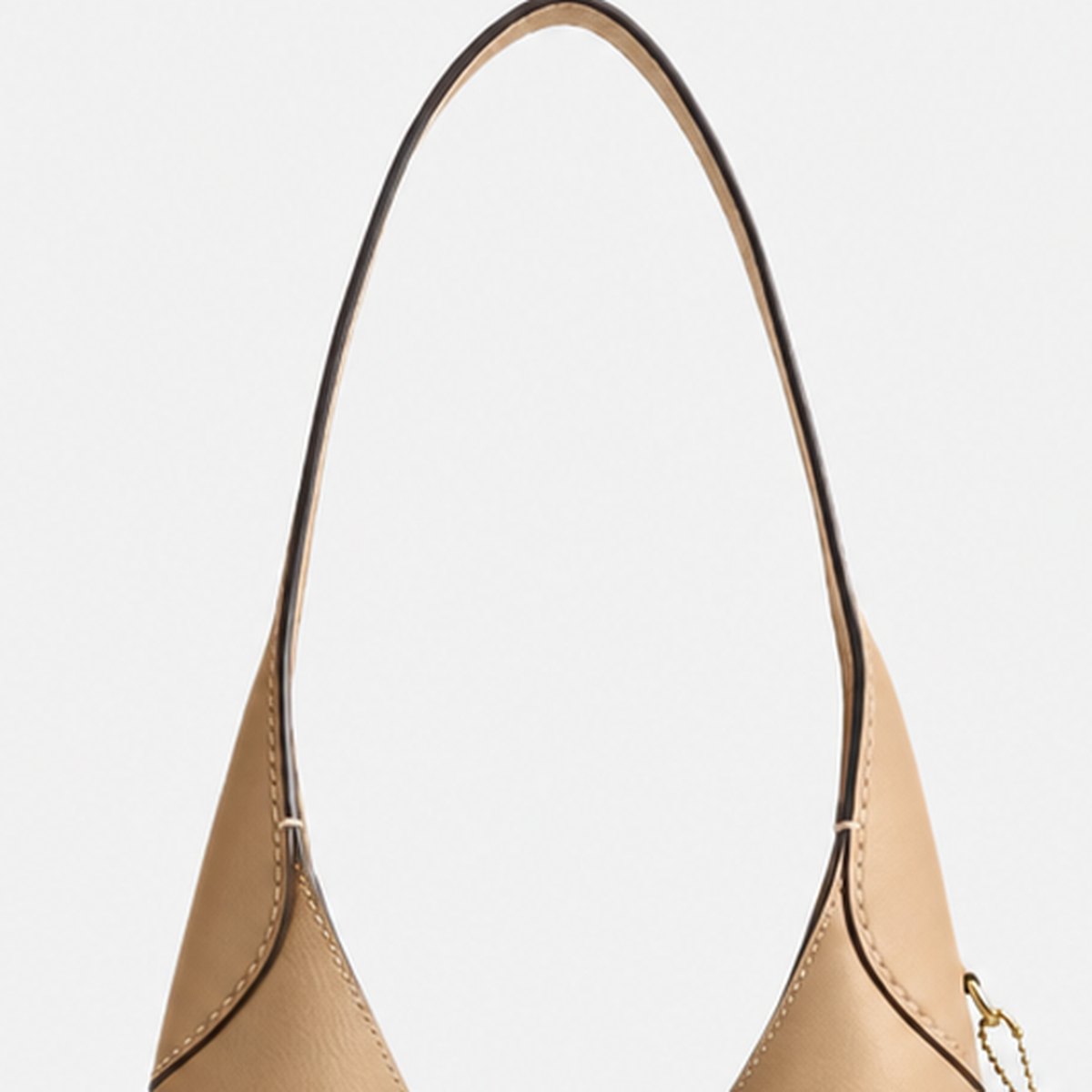 Tan Grain Leather Hobo Shoulder Bag, photo 2