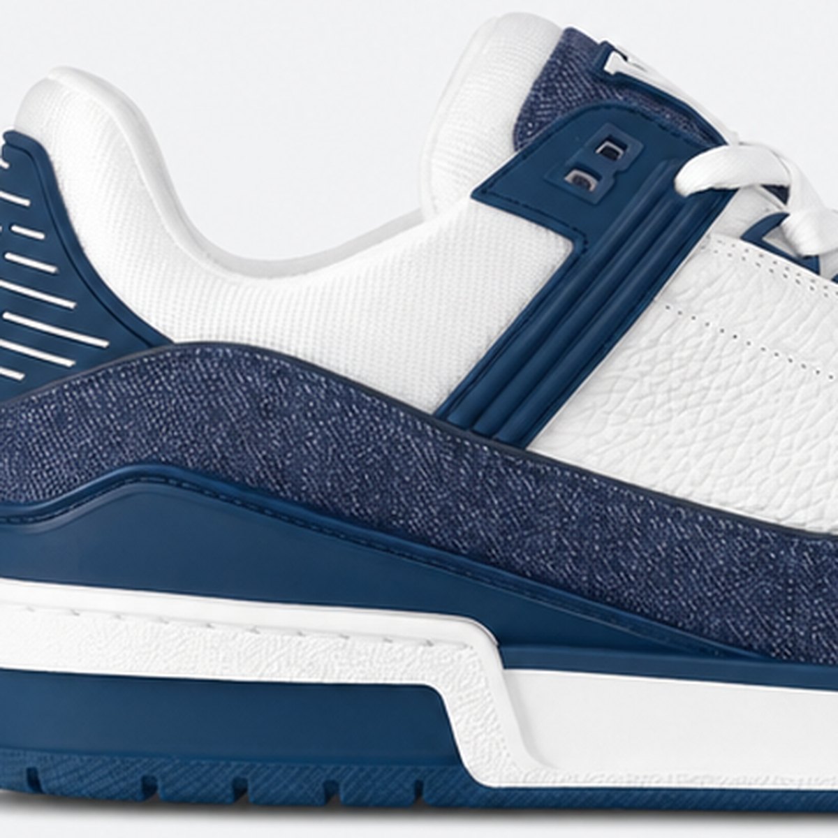 Blue Denim and Embossed Leather Sneakers, photo 2