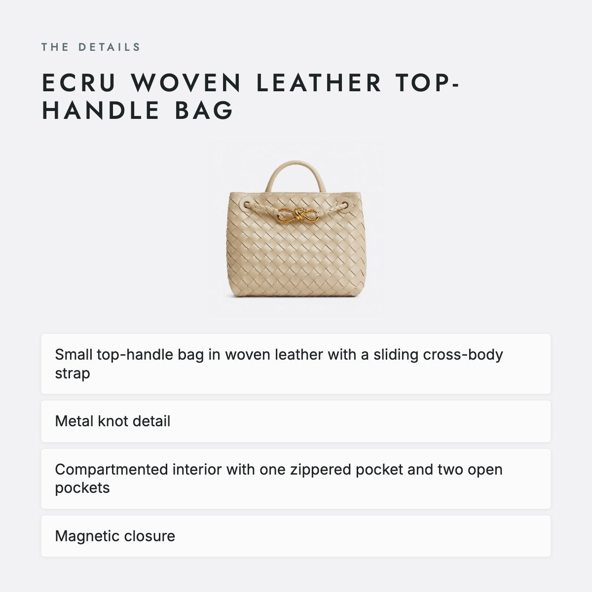 Ecru Woven Leather Top-Handle Bag, photo 4