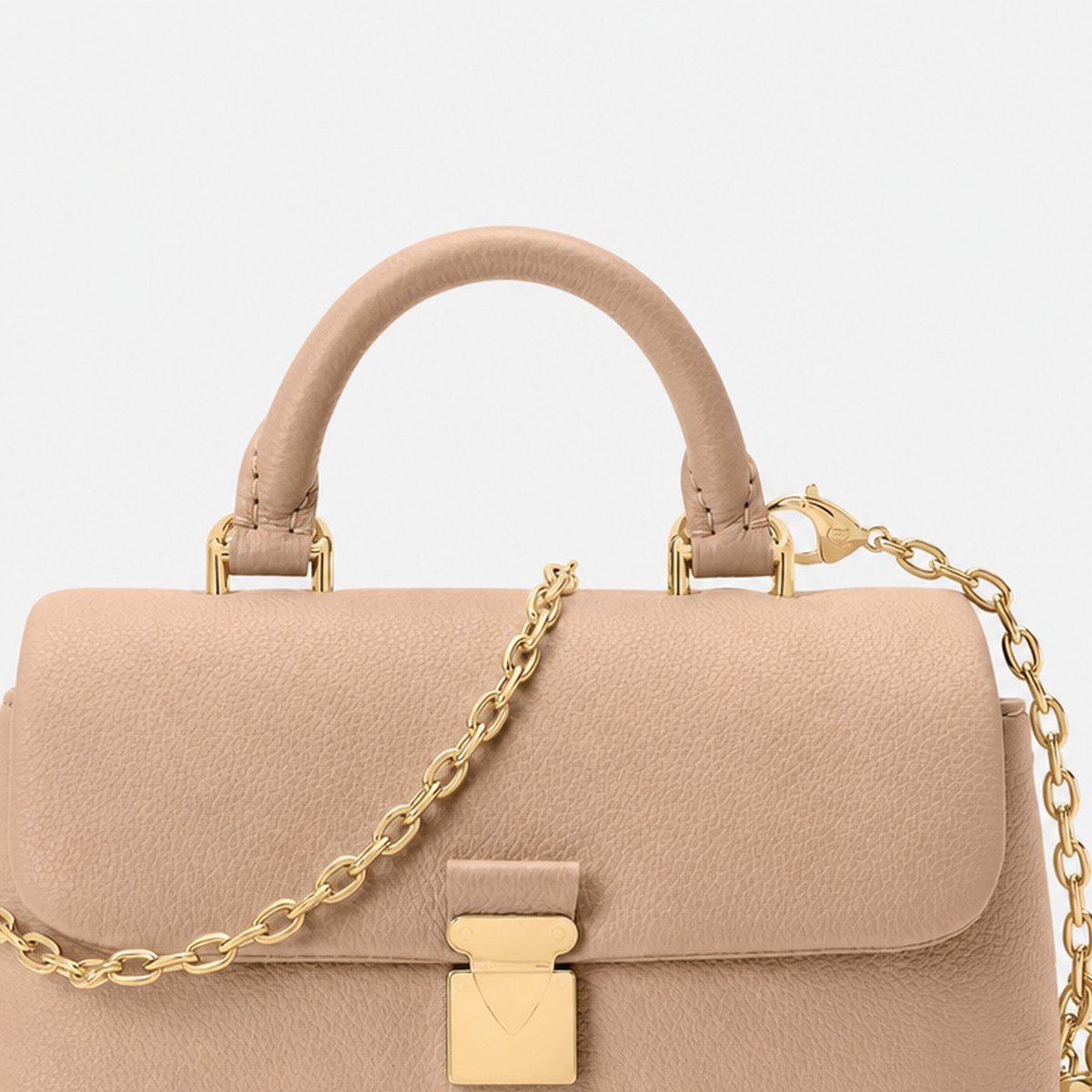 Tan Embossed Leather Mini Top-Handle Bag, photo 2