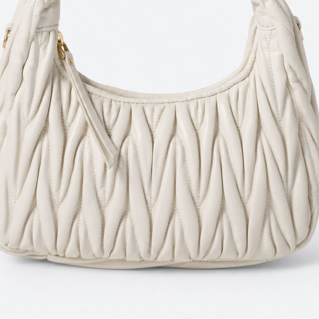 White Quilted Leather Hobo Bag, photo 3