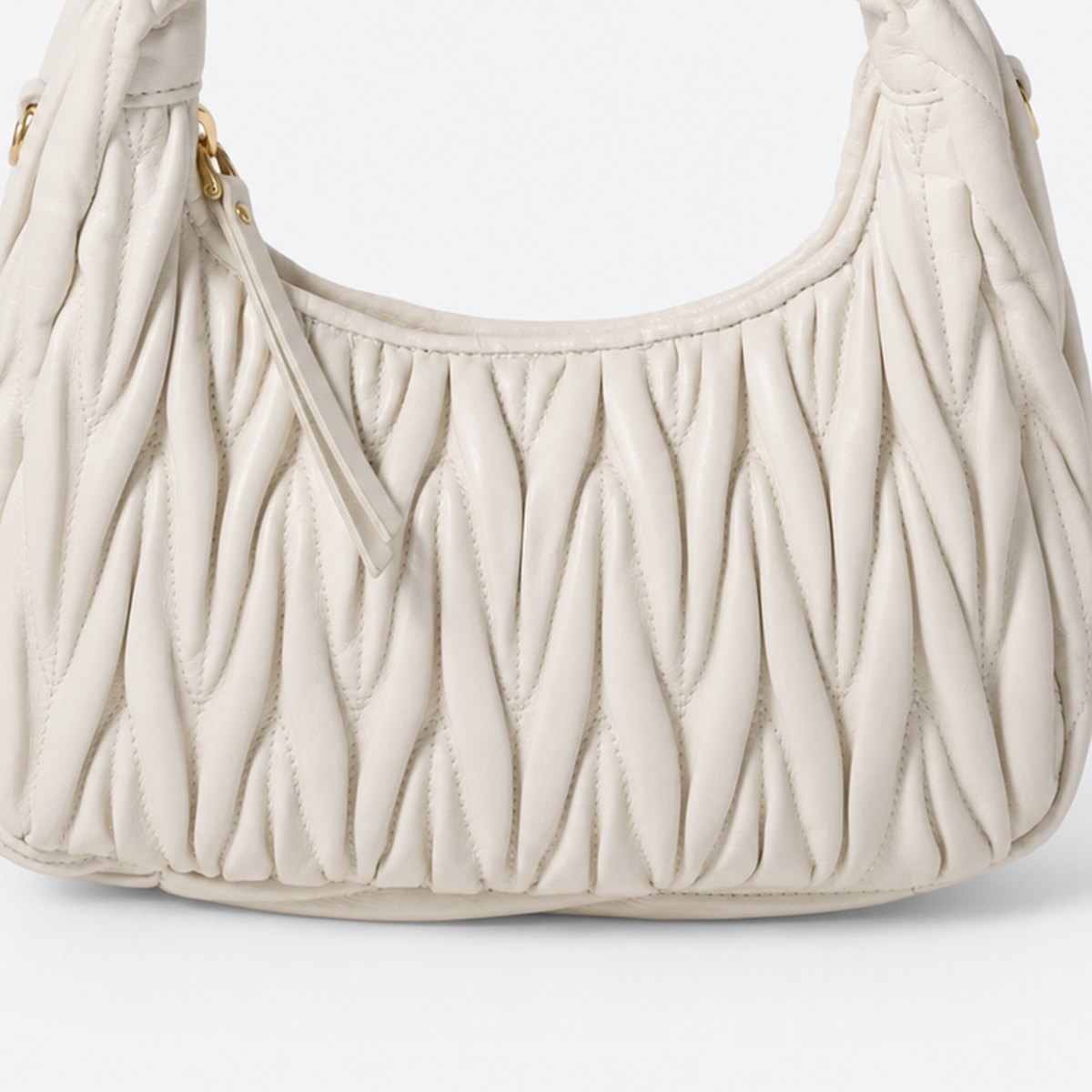 White Quilted Leather Hobo Bag, photo 3