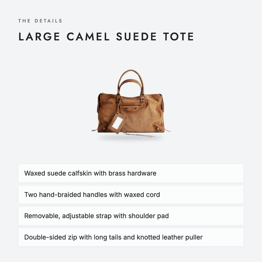 Large Camel Suede Tote, photo 4