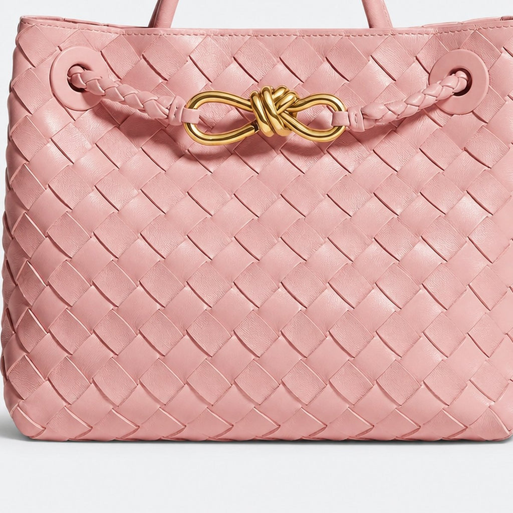 Pink Woven Leather Top-Handle Bag, photo 3
