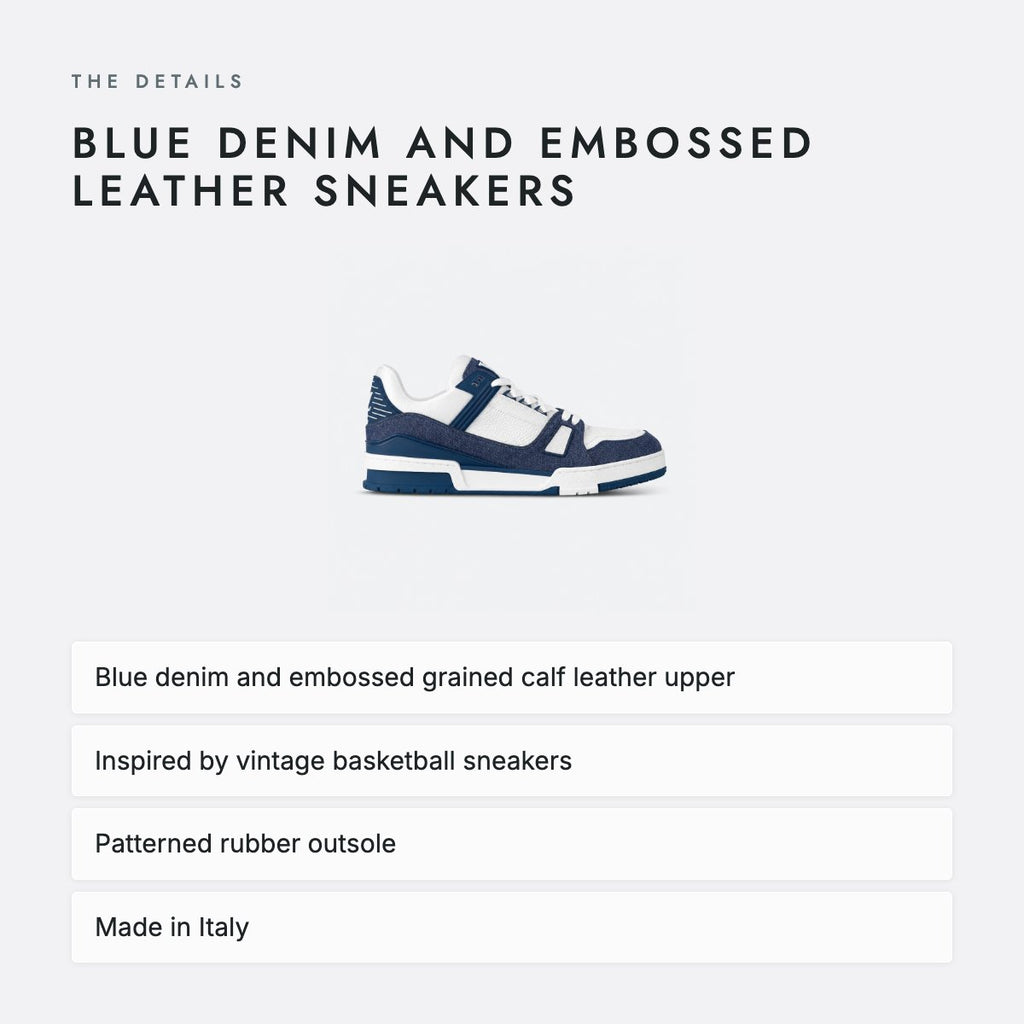 Blue Denim and Embossed Leather Sneakers, photo 4