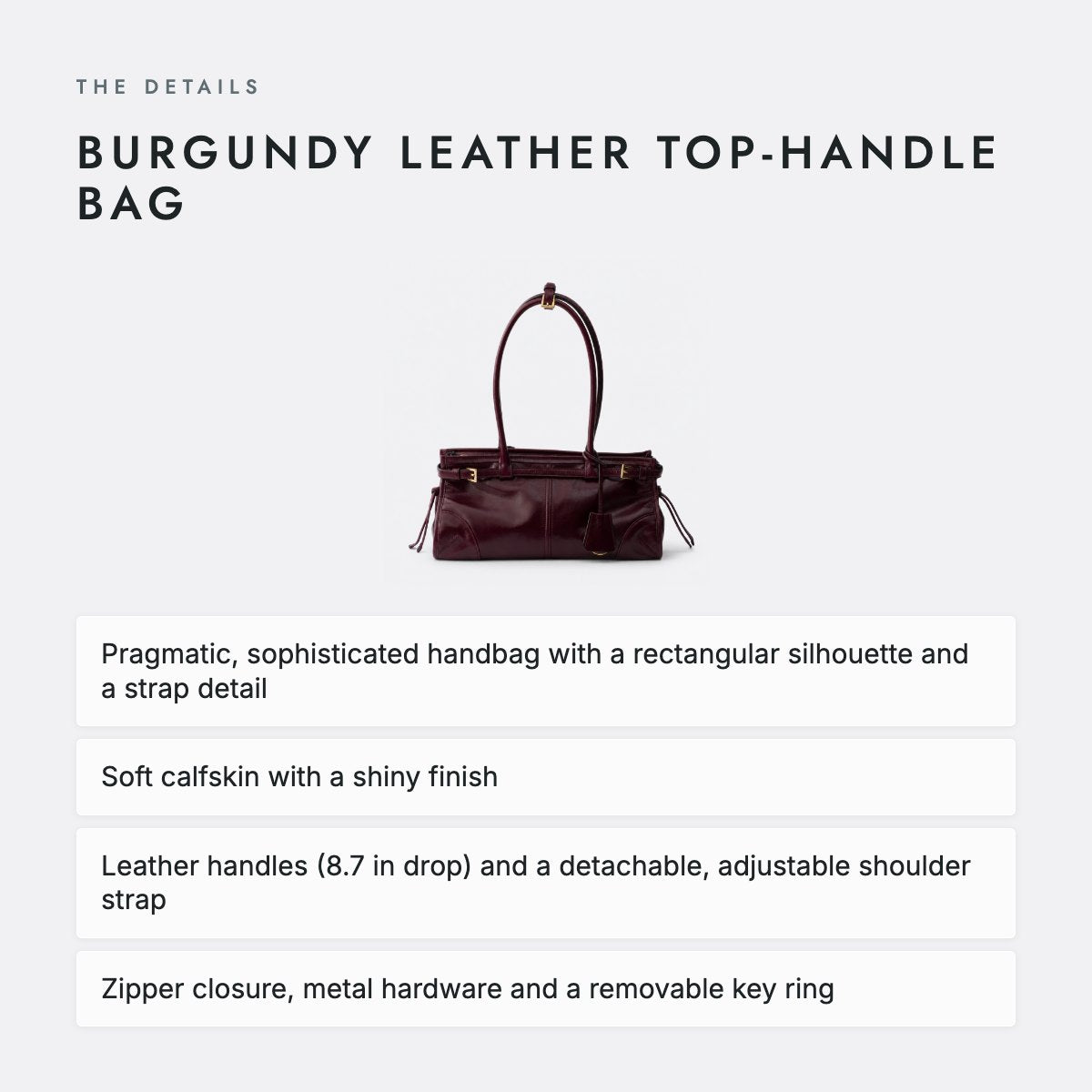 Burgundy Leather Top-Handle Bag, photo 4