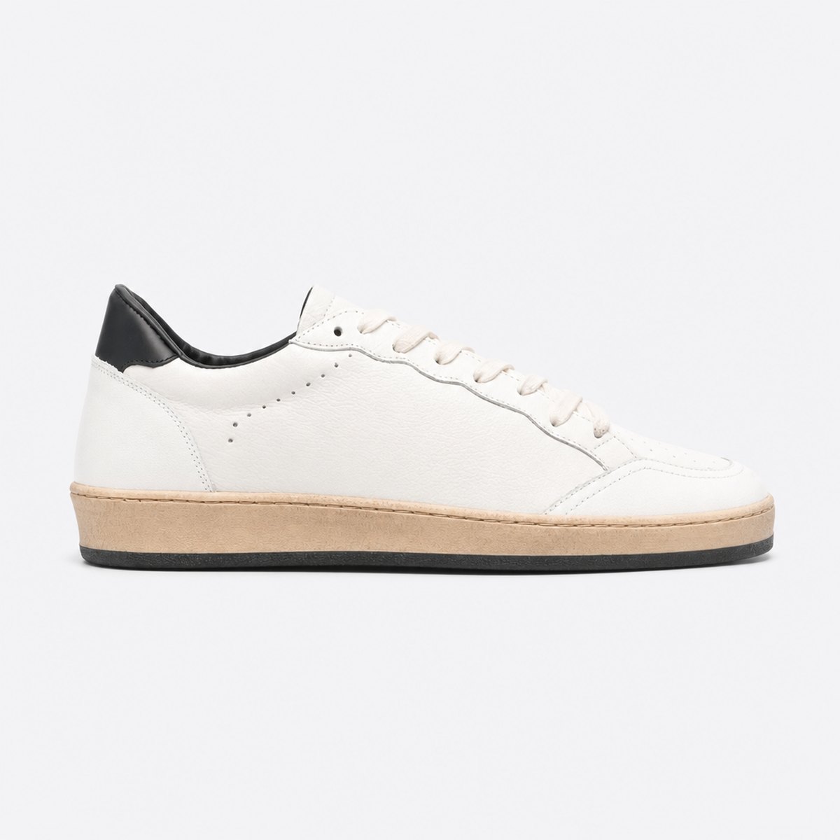White Leather Sneakers with Black Star, photo 1
