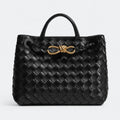 Black Woven Leather Top-Handle Bag, photo 1