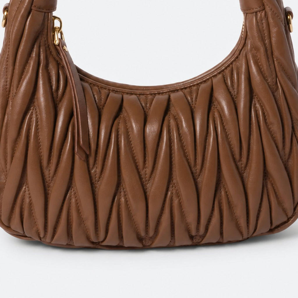 Cognac Quilted Leather Hobo Bag, photo 3