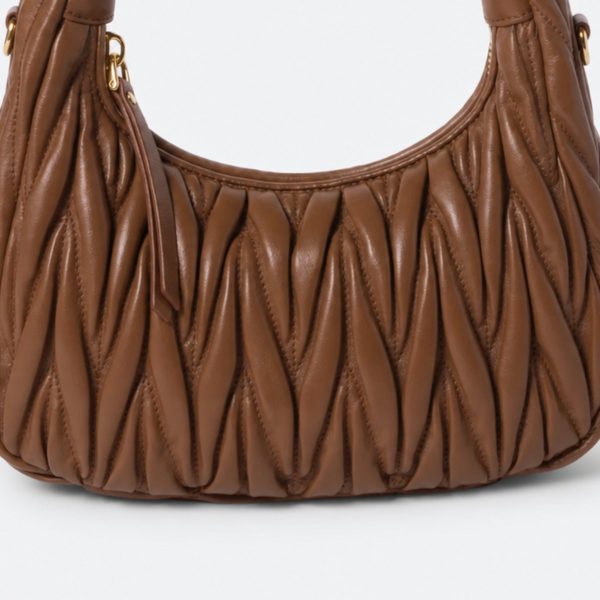 Cognac Quilted Leather Hobo Bag, photo 3