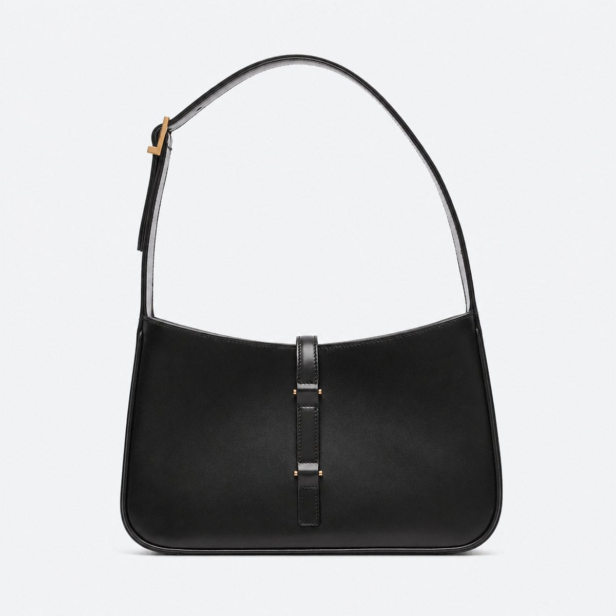 Black Leather Curved Shoulder Bag, photo 1