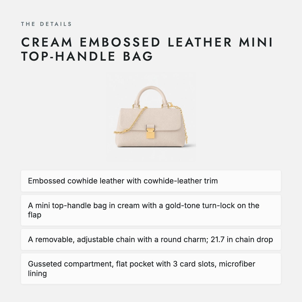 Cream Embossed Leather Mini Top-Handle Bag, photo 4