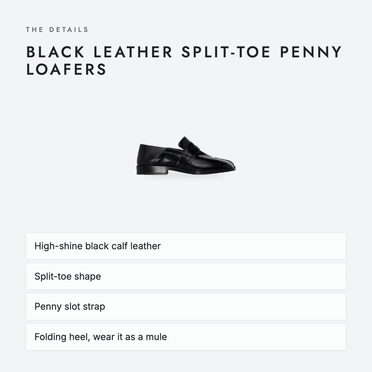 Black Leather Split-Toe Penny Loafers, photo 4