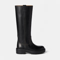 Tall Black Leather Boots with Lug Sole, photo 1