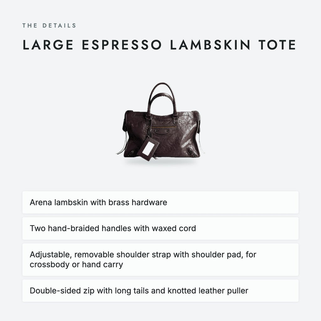 Large Espresso Lambskin Tote, photo 4