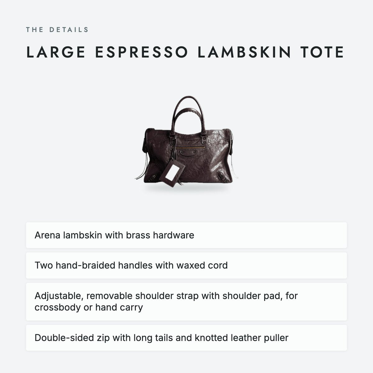 Large Espresso Lambskin Tote, photo 4