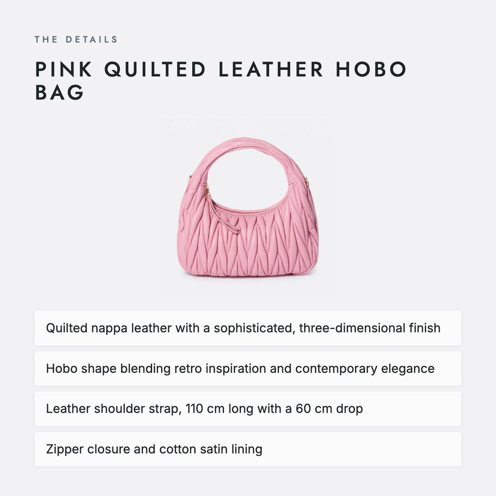 Pink Quilted Leather Hobo Bag, photo 4