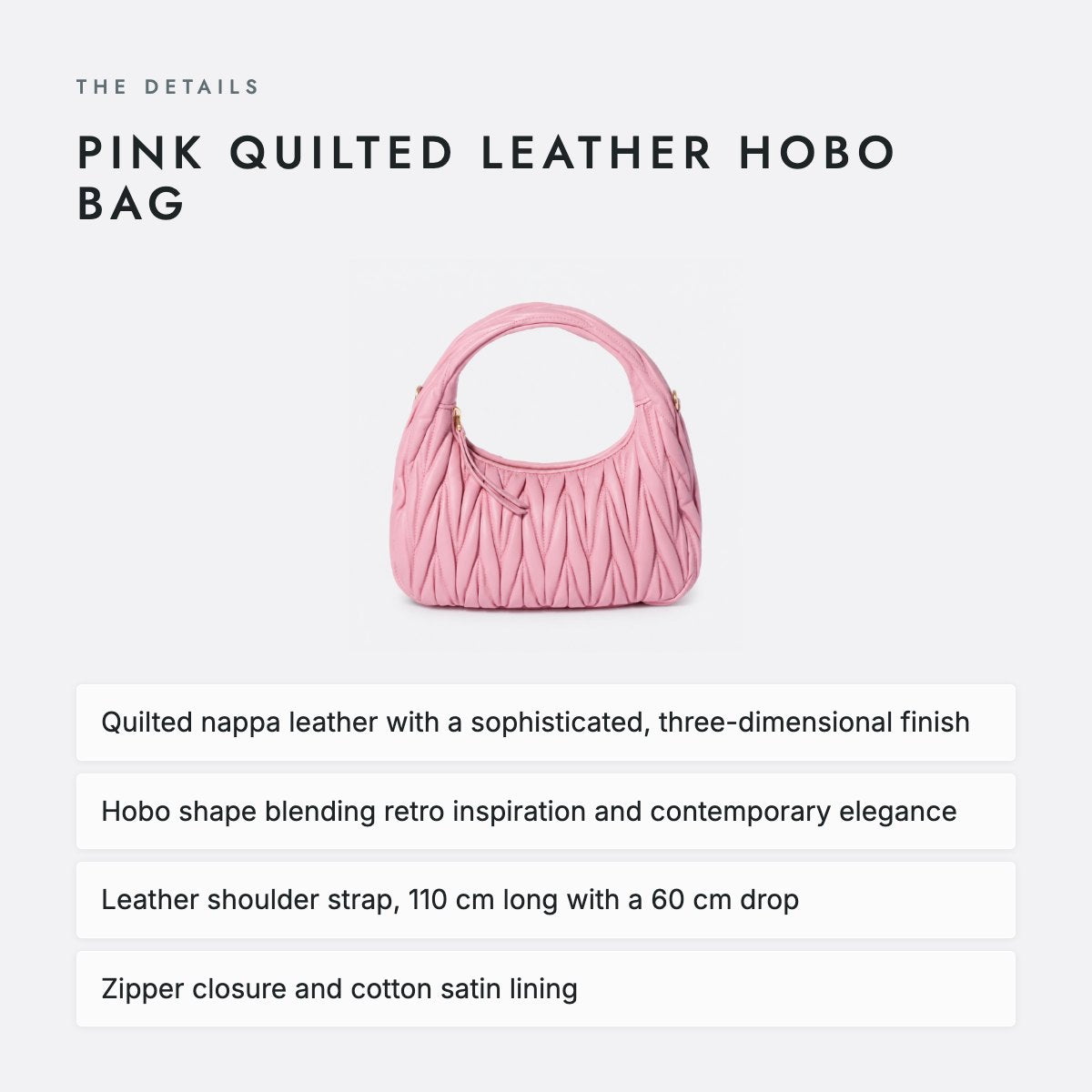 Pink Quilted Leather Hobo Bag, photo 4