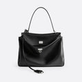 Black Leather Top-Handle Bag, Silver-Tone Hardware, photo 1