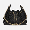 Black Quilted Nylon Mini Drawstring Bag, photo 1