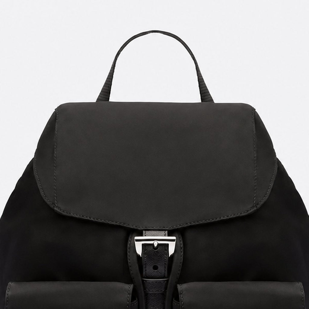 Small Black Nylon Backpack with Buckle Pockets, photo 2