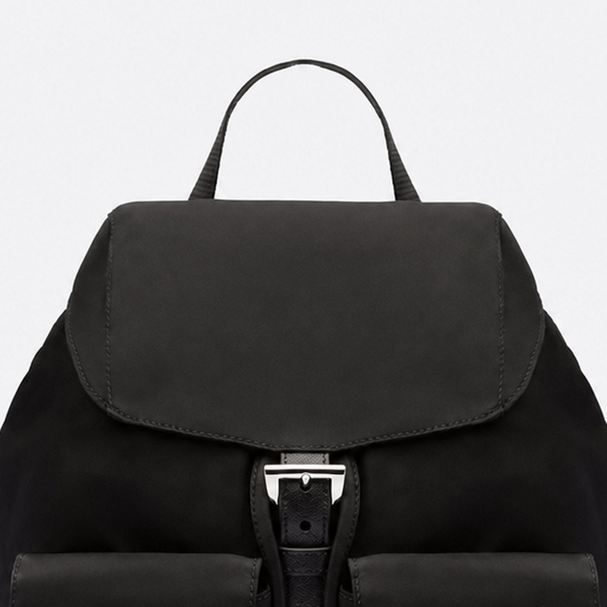 Small Black Nylon Backpack with Buckle Pockets, photo 2