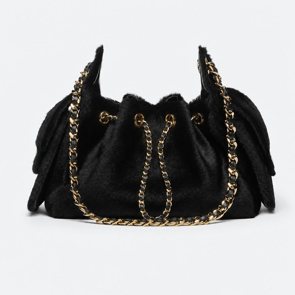 Black Lambskin Mini Drawstring Bag, photo 1