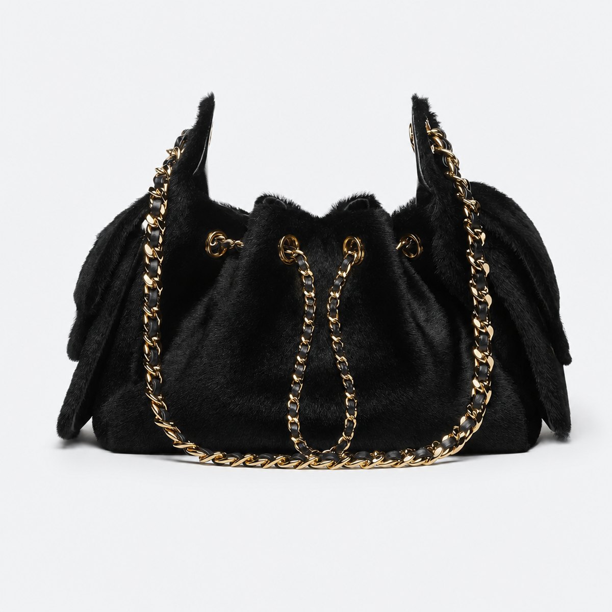 Black Lambskin Mini Drawstring Bag, photo 1