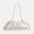 Chalk Smooth Leather Drawstring Shoulder Bag, photo 1