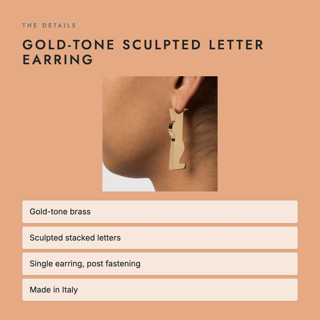 Gold-Tone Sculpted Letter Earring, photo 4