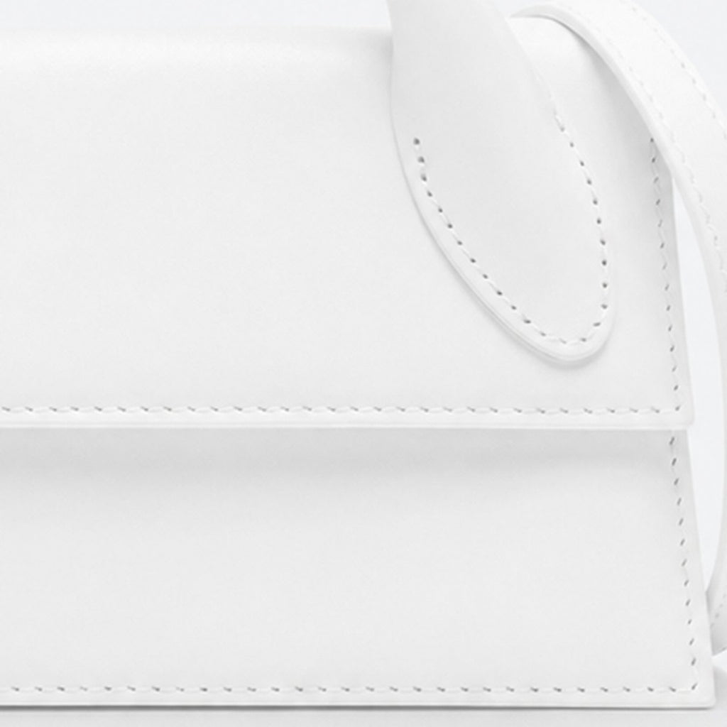 White Leather Elongated Top-Handle Bag, photo 3