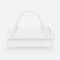 White Leather Elongated Top-Handle Bag, photo 1