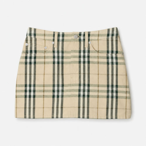 Beige Checked Cotton Mini Skirt, photo 1