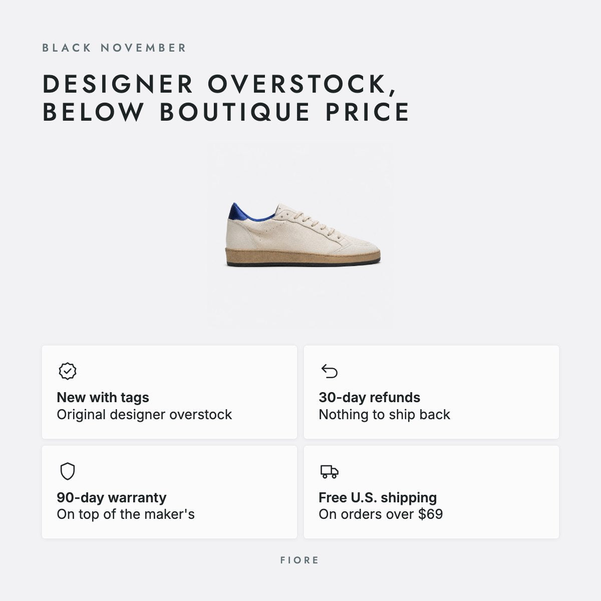 Ivory and Cobalt Blue Leather Sneakers, photo 5
