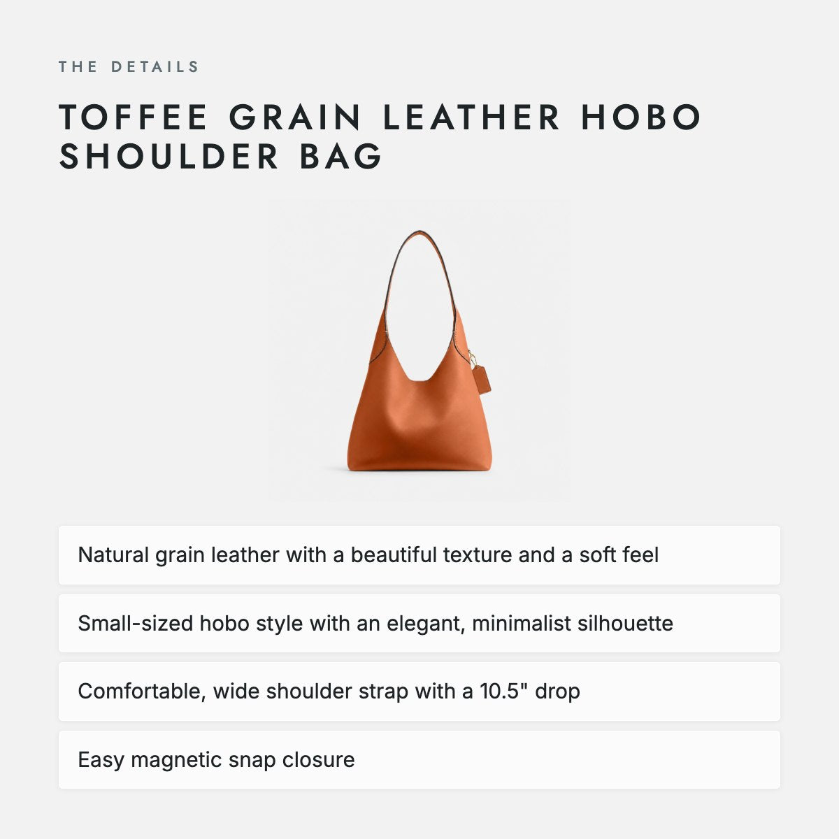 Toffee Grain Leather Hobo Shoulder Bag, photo 4