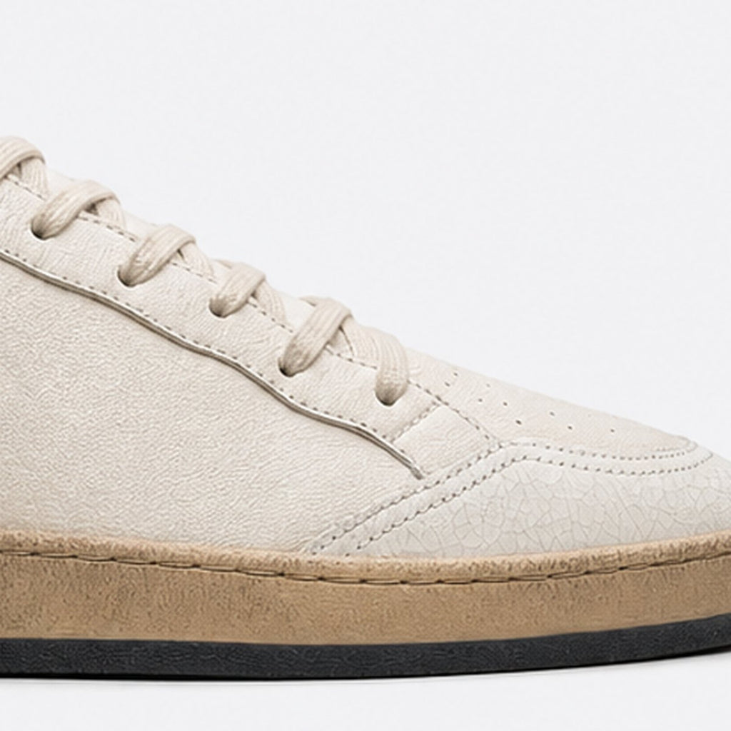 Ivory and Cobalt Blue Leather Sneakers, photo 3