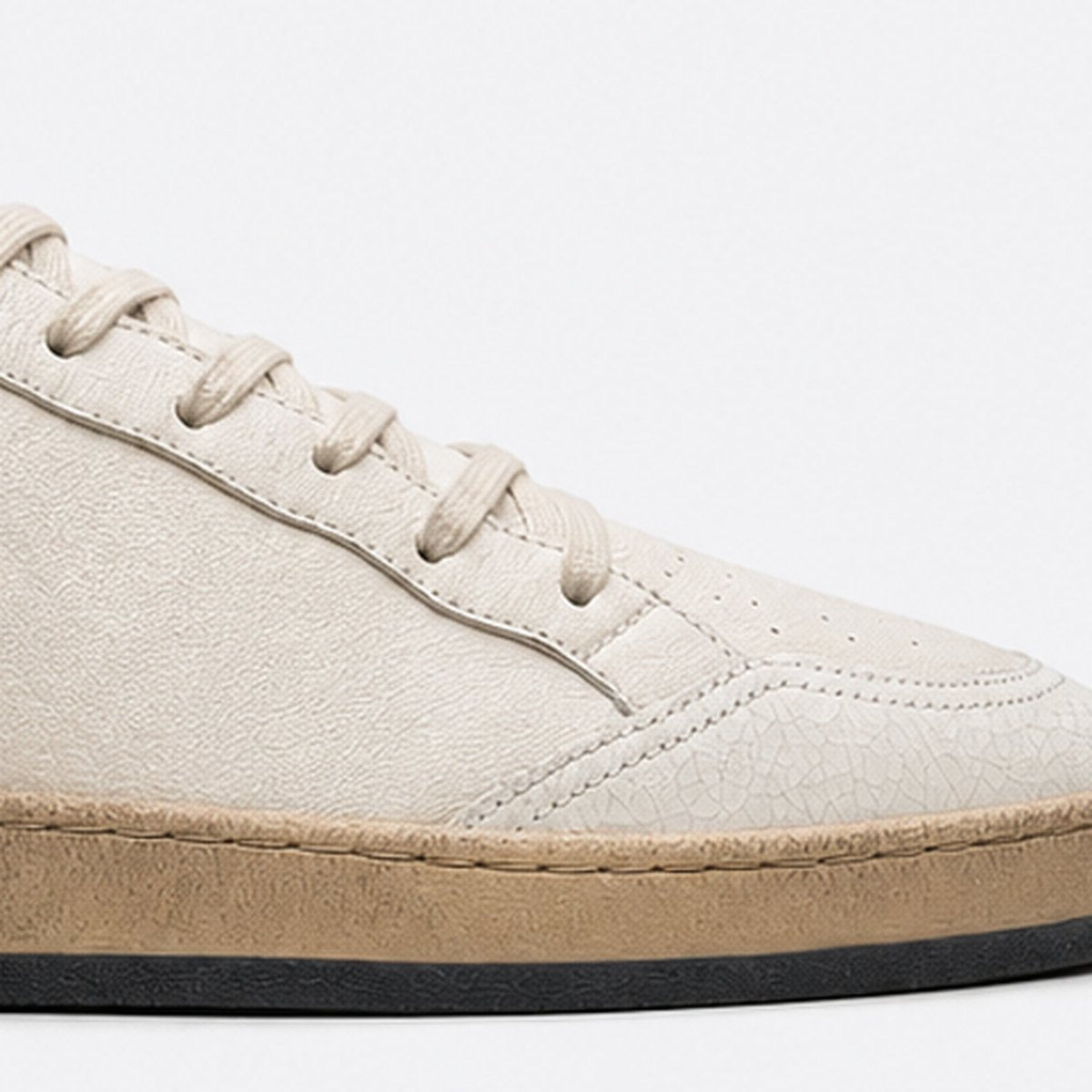 Ivory and Cobalt Blue Leather Sneakers, photo 3