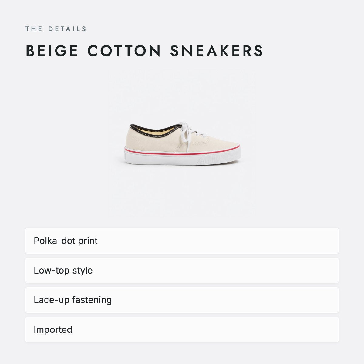 Beige Cotton Sneakers, photo 4