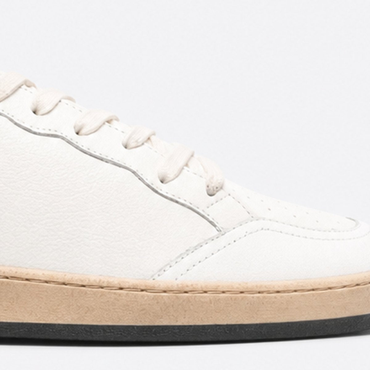 White Leather Sneakers with Black Star, photo 3